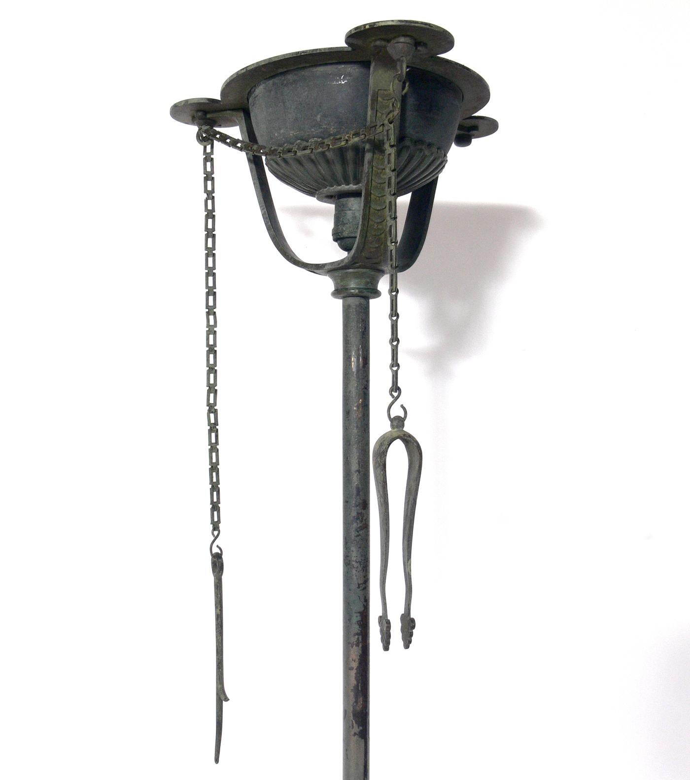 American Roman Bronze Floor Lamp Attributed to Tiffany & Co.