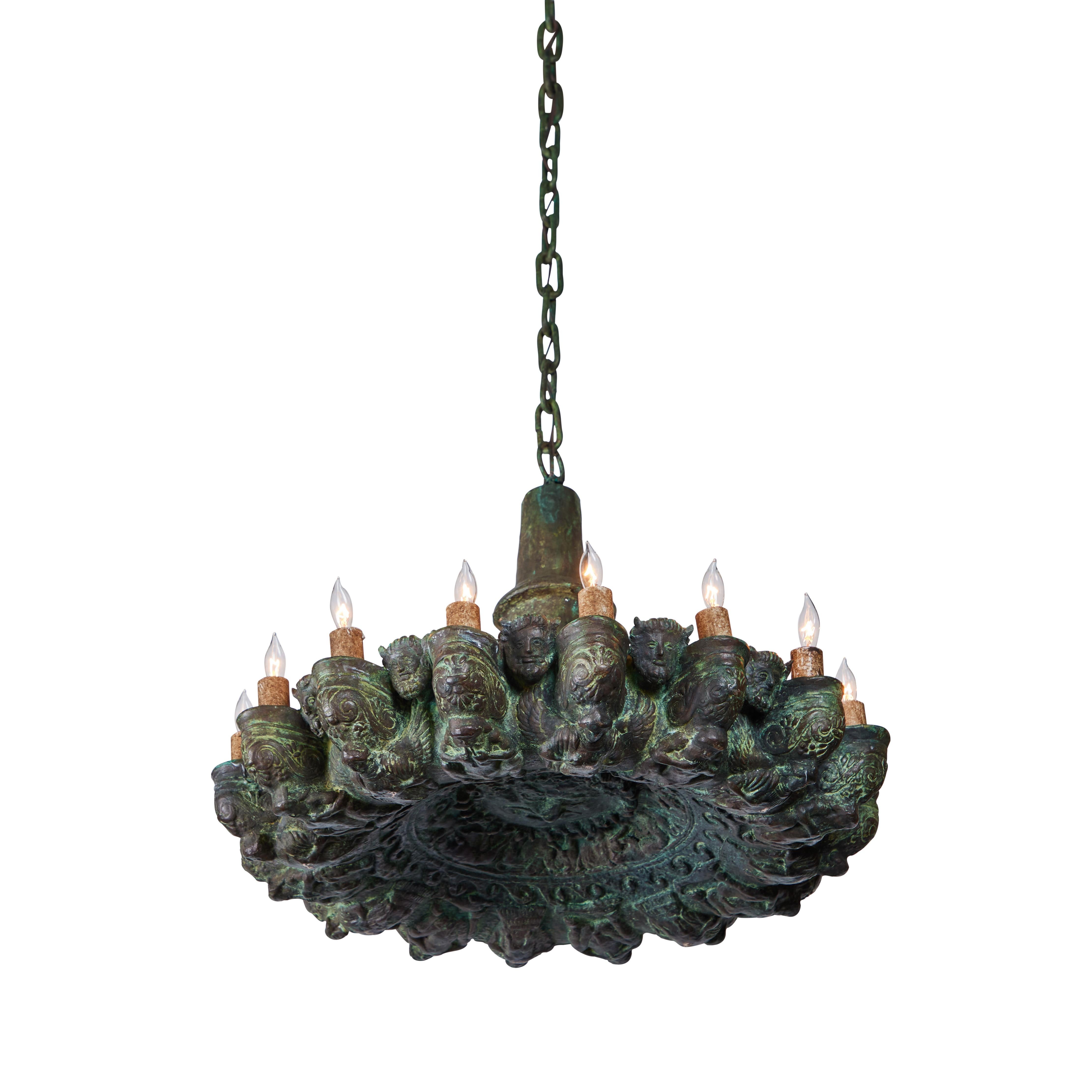 Renaissance Revival Roman Bronze Gas Lamp Electrified