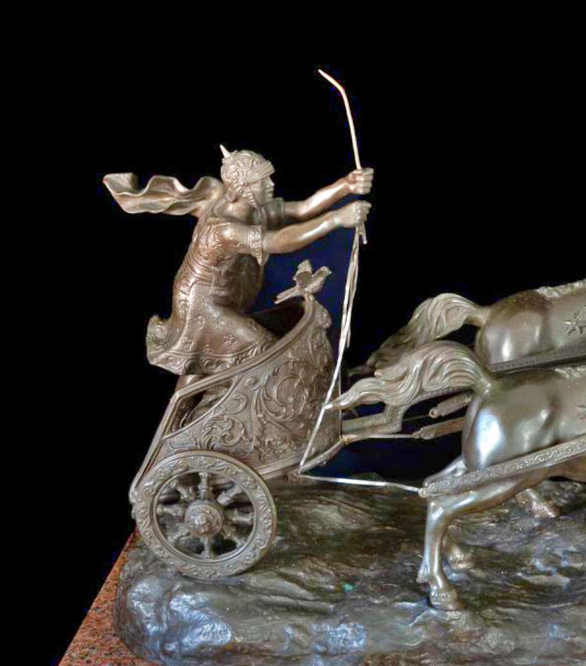 Barocco Scultura romana in bronzo raffigurante un carro romano del XIX secolo in vendita