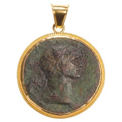 Used Roman Bronze Trajan Coin Pendant (pendant only)