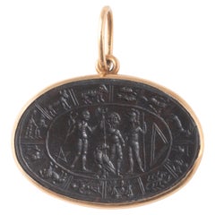 Intaglio romano in diaspro marrone raffigurante lo Zodiaco del II-III secolo ADS