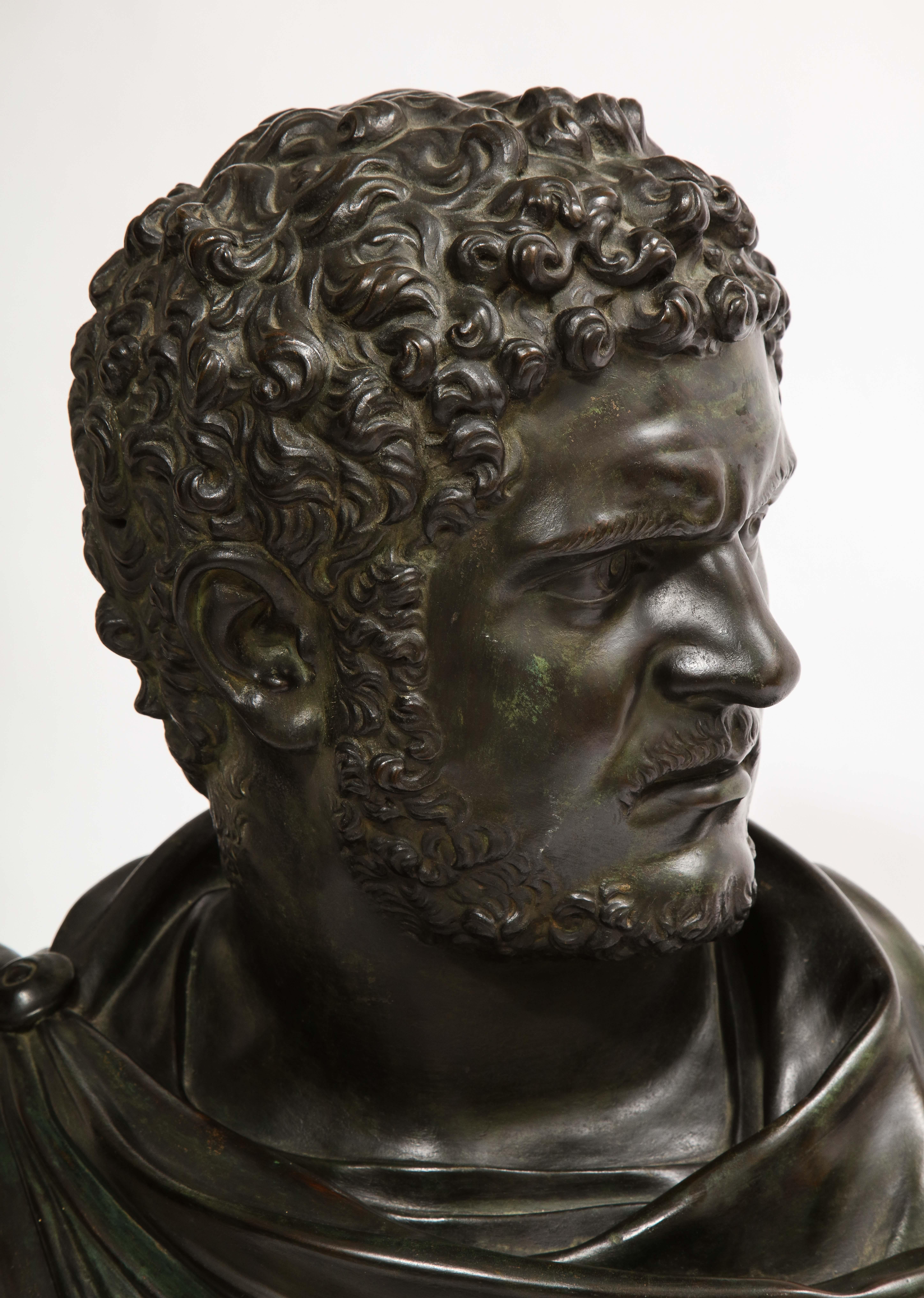 Roman Bust Bronze &Marble Grand Tour Roman Emperor Caracalla, Attr; B. Boschetti For Sale 4