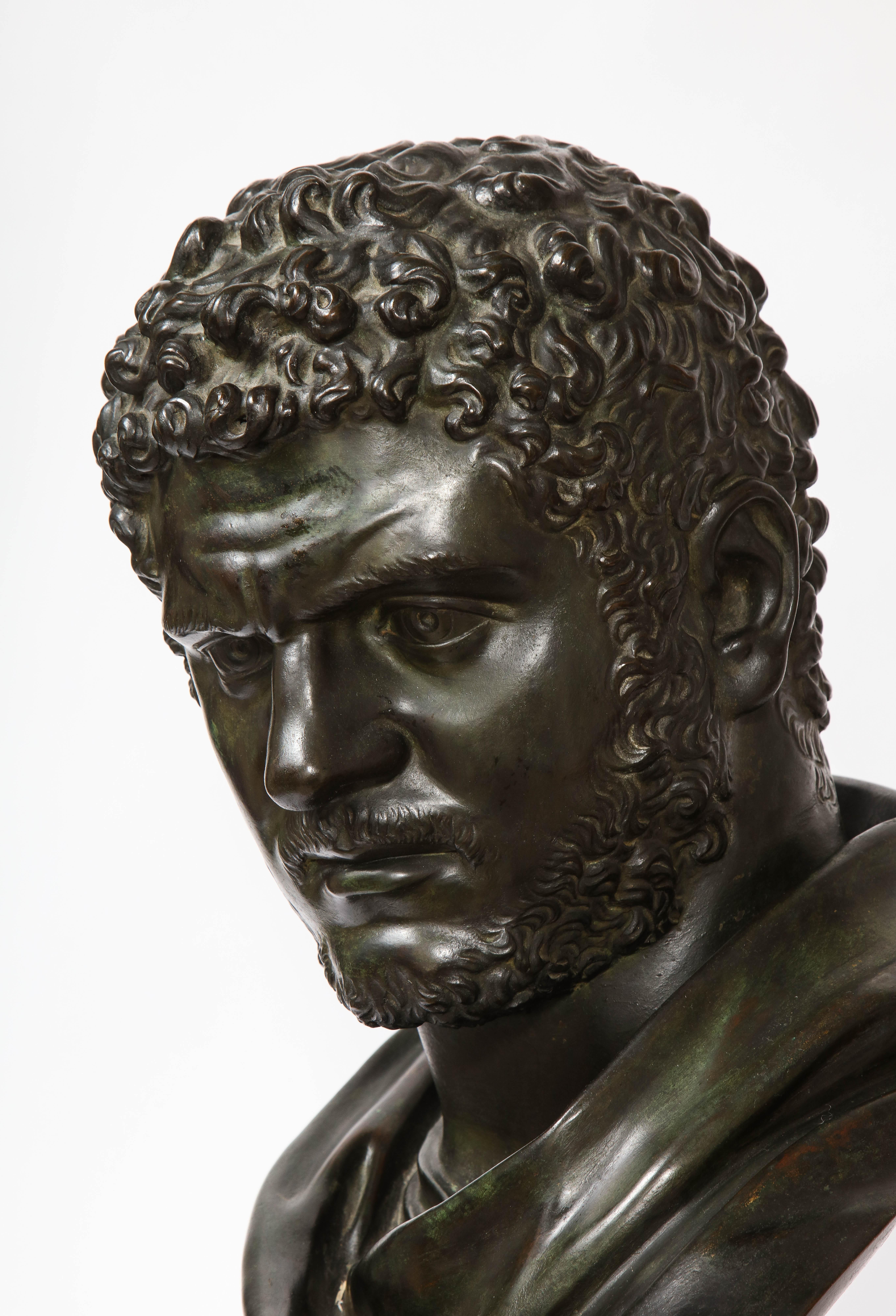 Roman Bust Bronze &Marble Grand Tour Roman Emperor Caracalla, Attr; B. Boschetti For Sale 6