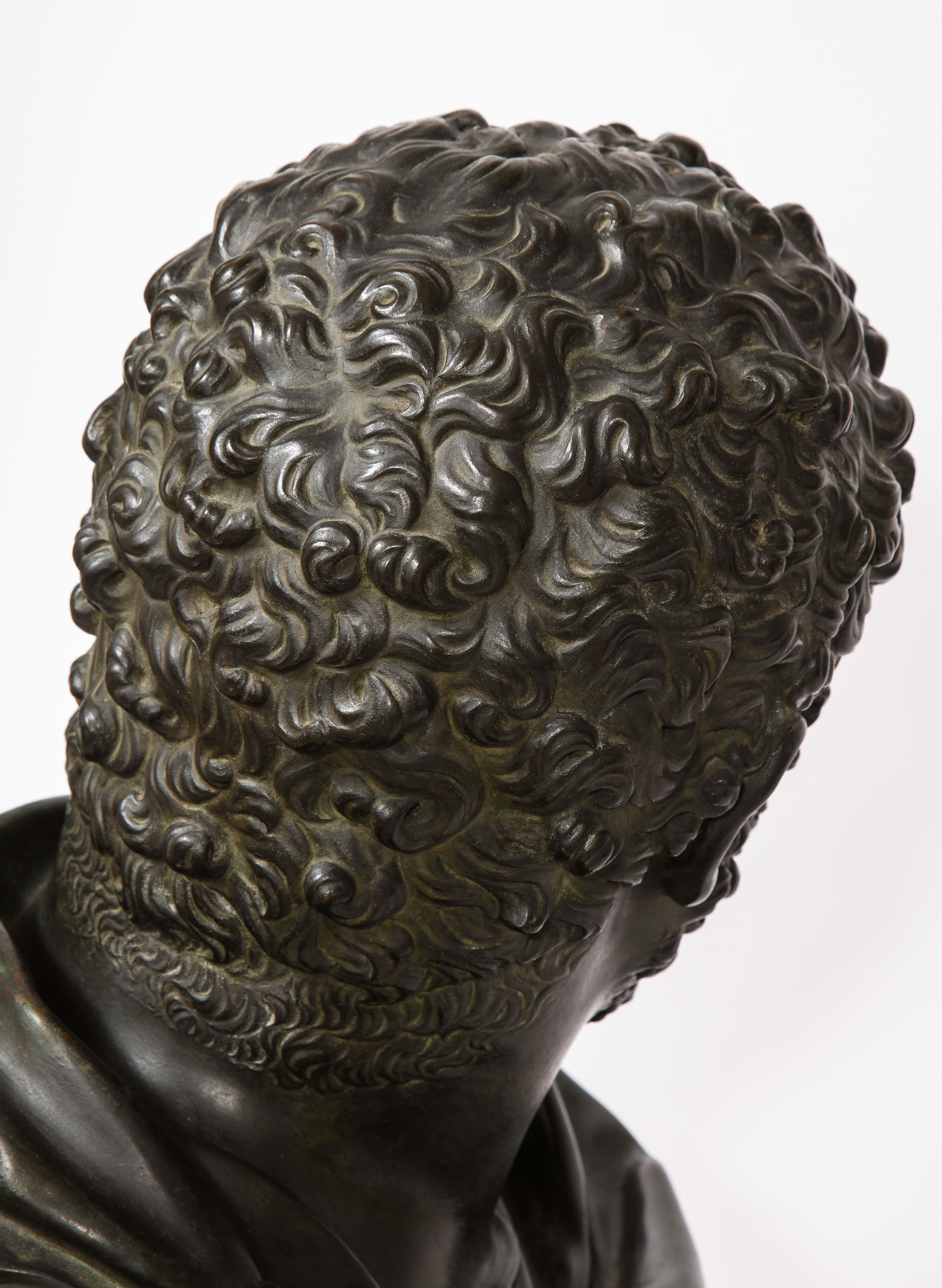 Roman Bust Bronze &Marble Grand Tour Roman Emperor Caracalla, Attr; B. Boschetti For Sale 8