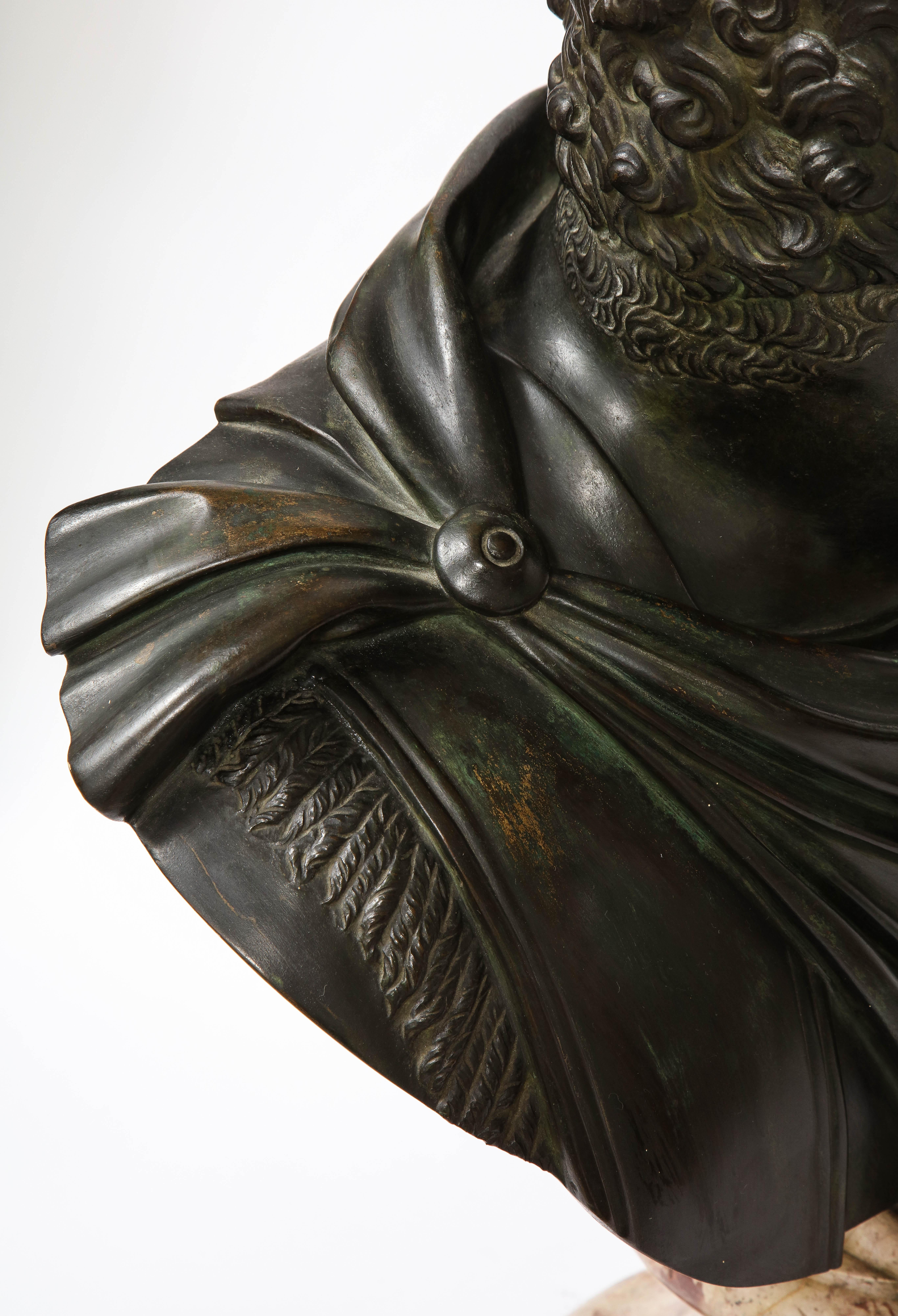Roman Bust Bronze &Marble Grand Tour Roman Emperor Caracalla, Attr; B. Boschetti For Sale 11