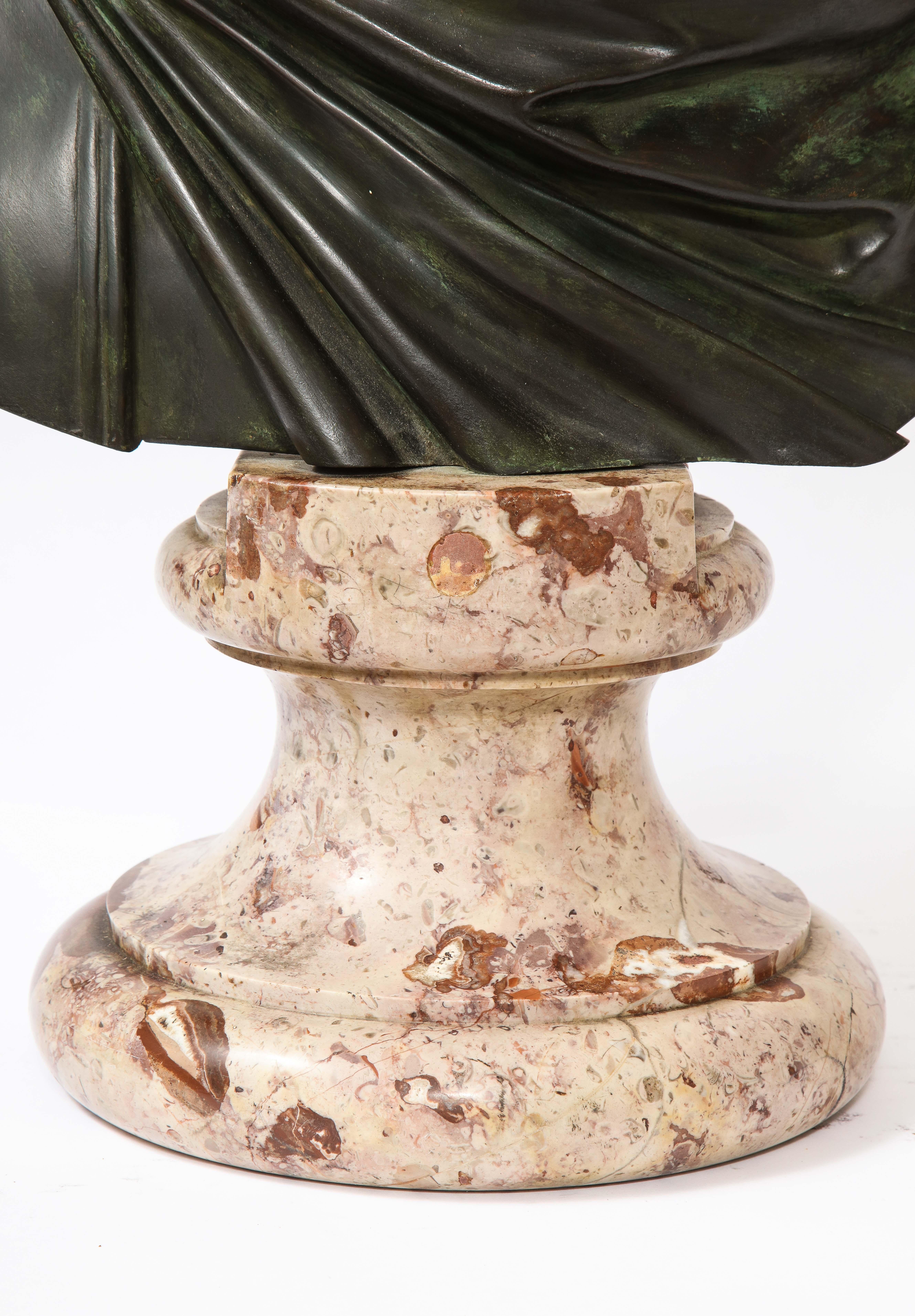 Roman Bust Bronze &Marble Grand Tour Roman Emperor Caracalla, Attr; B. Boschetti For Sale 12