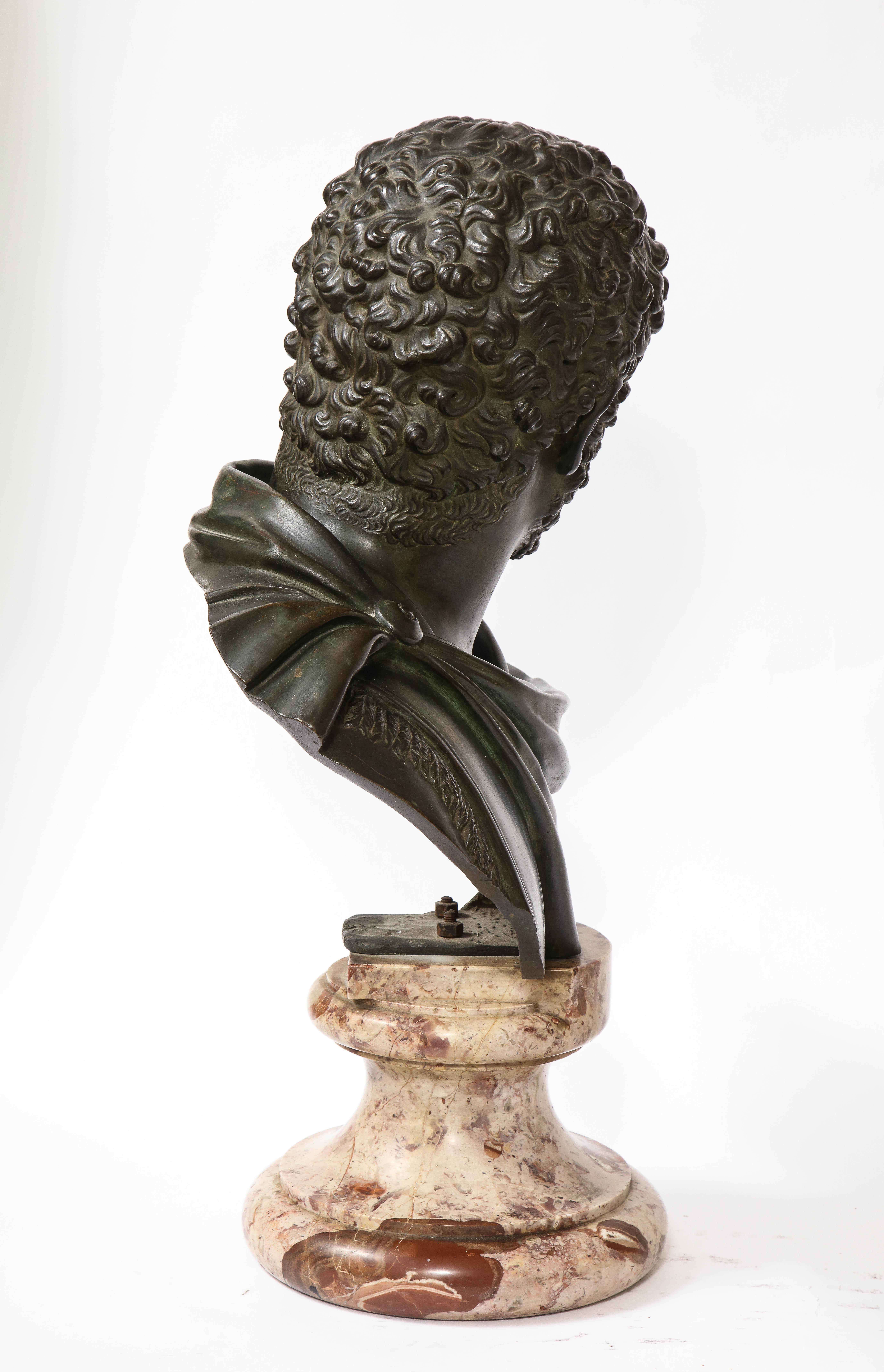 Roman Bust Bronze &Marble Grand Tour Roman Emperor Caracalla, Attr; B. Boschetti For Sale 1