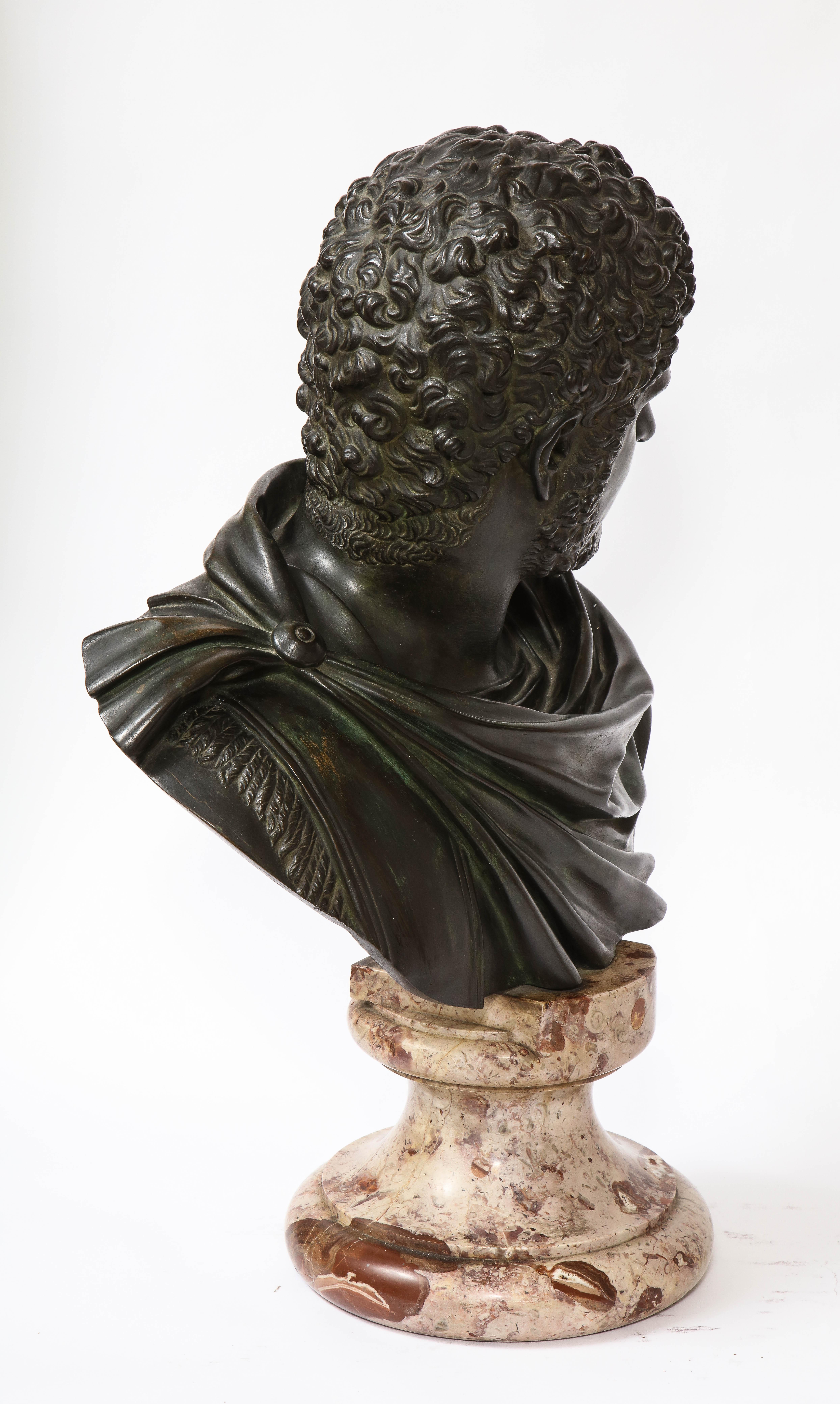 Roman Bust Bronze &Marble Grand Tour Roman Emperor Caracalla, Attr; B. Boschetti For Sale 2