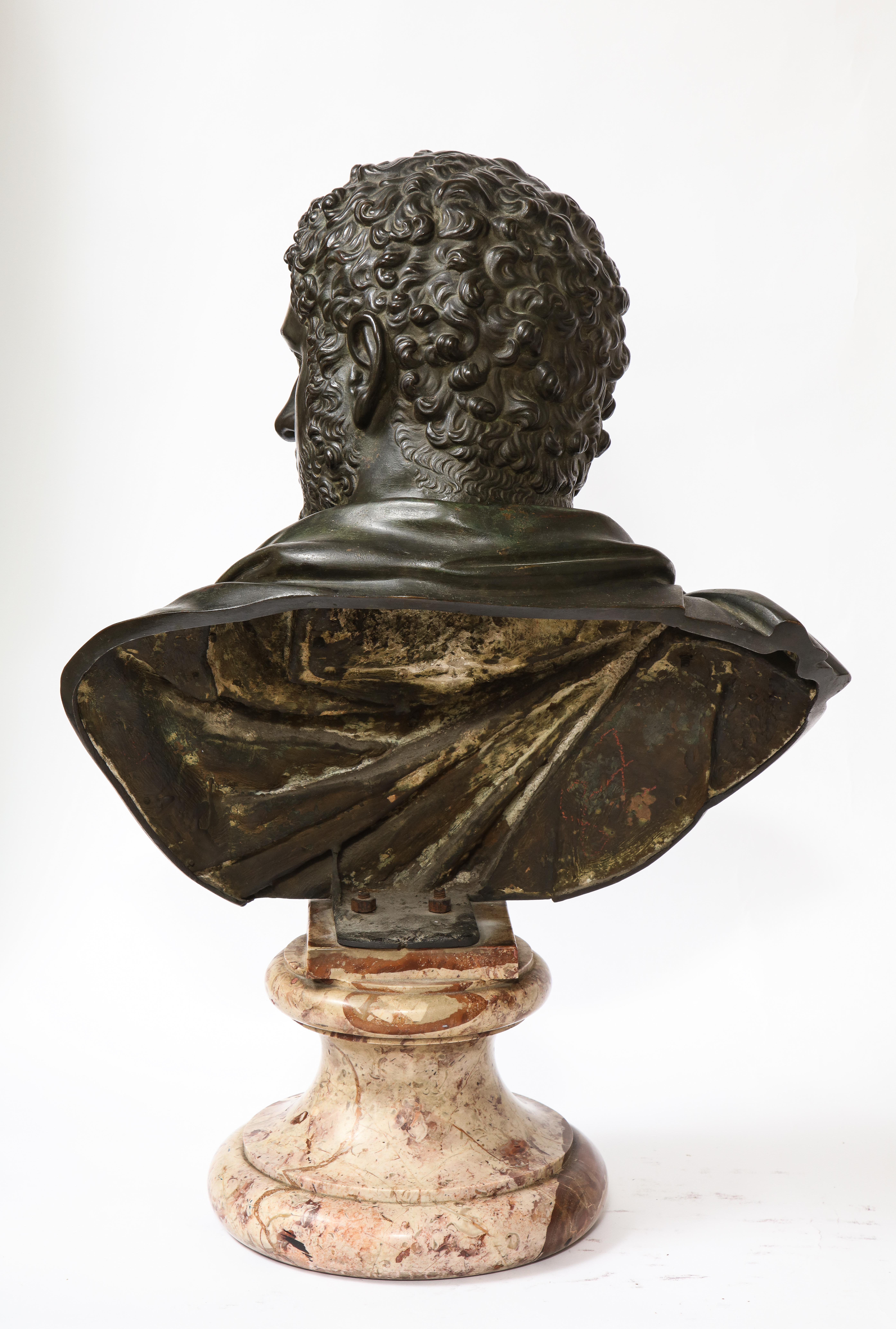 Roman Bust Bronze &Marble Grand Tour Roman Emperor Caracalla, Attr; B. Boschetti For Sale 3