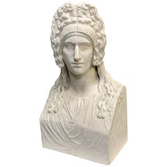 Buste romain / Herm personnification de la tragédie d'après l'antique