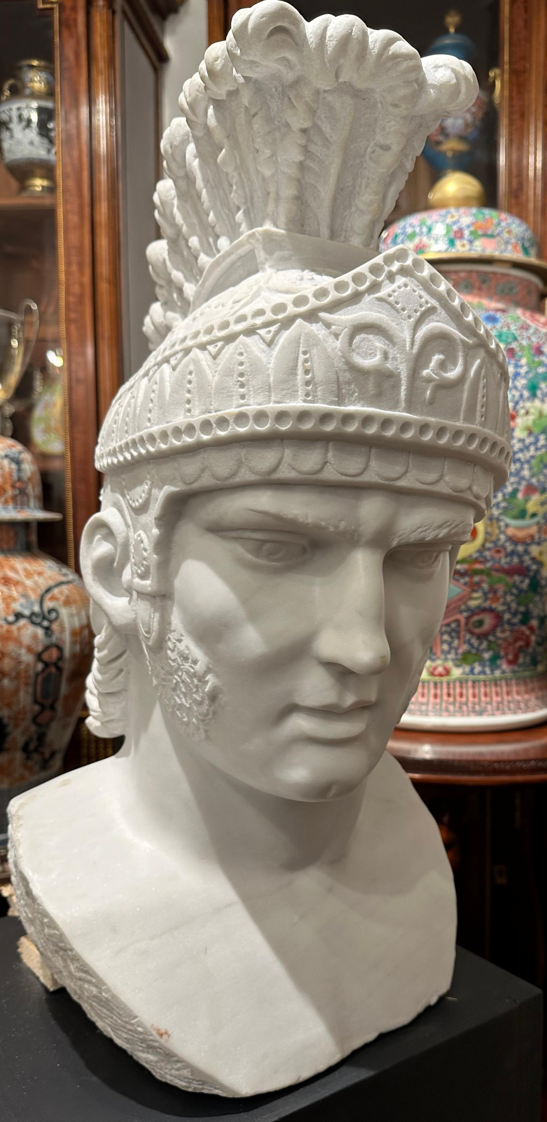 Roman Bust With Helmet For Sale 2