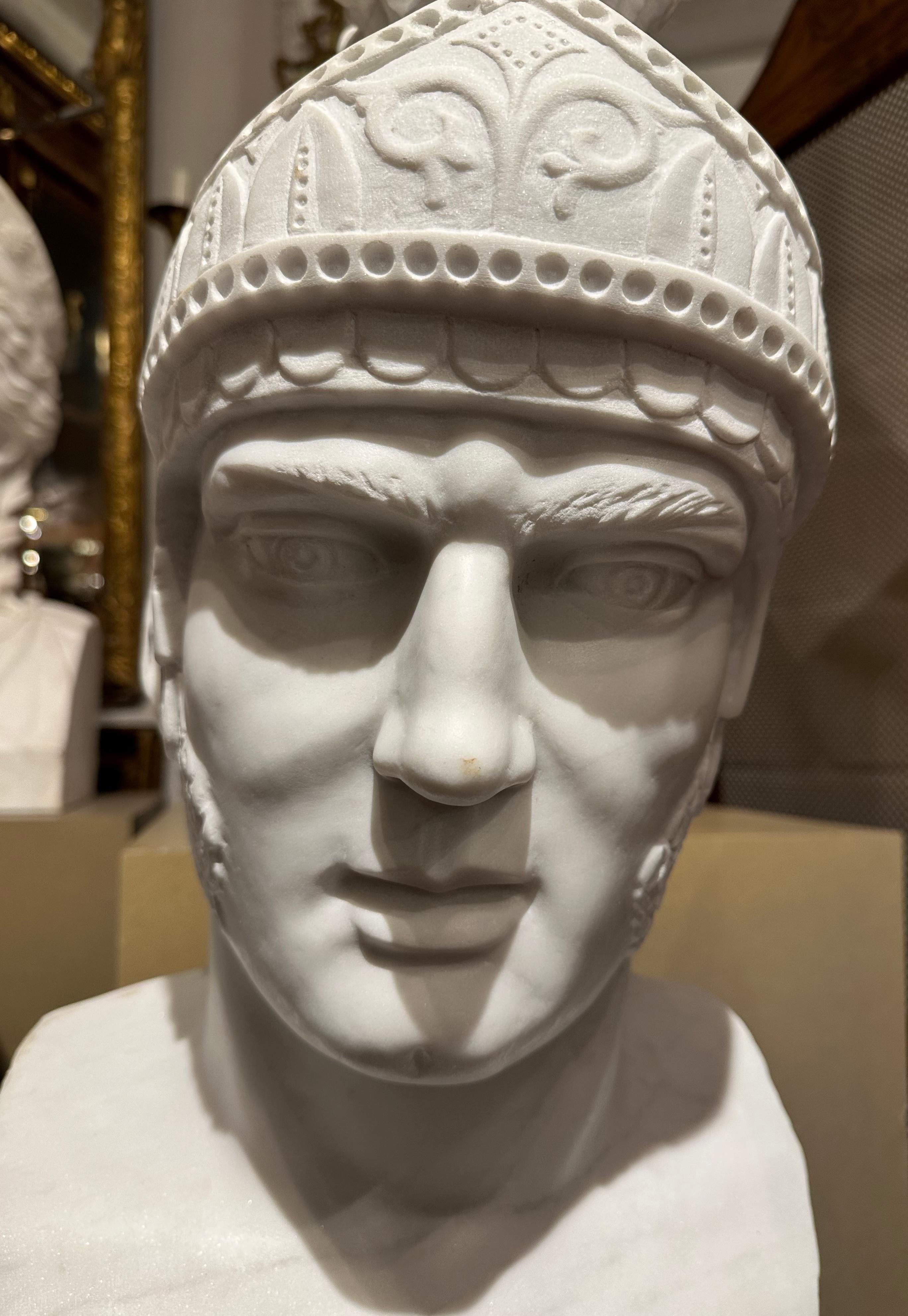 Classical Roman Roman Bust With Helmet For Sale