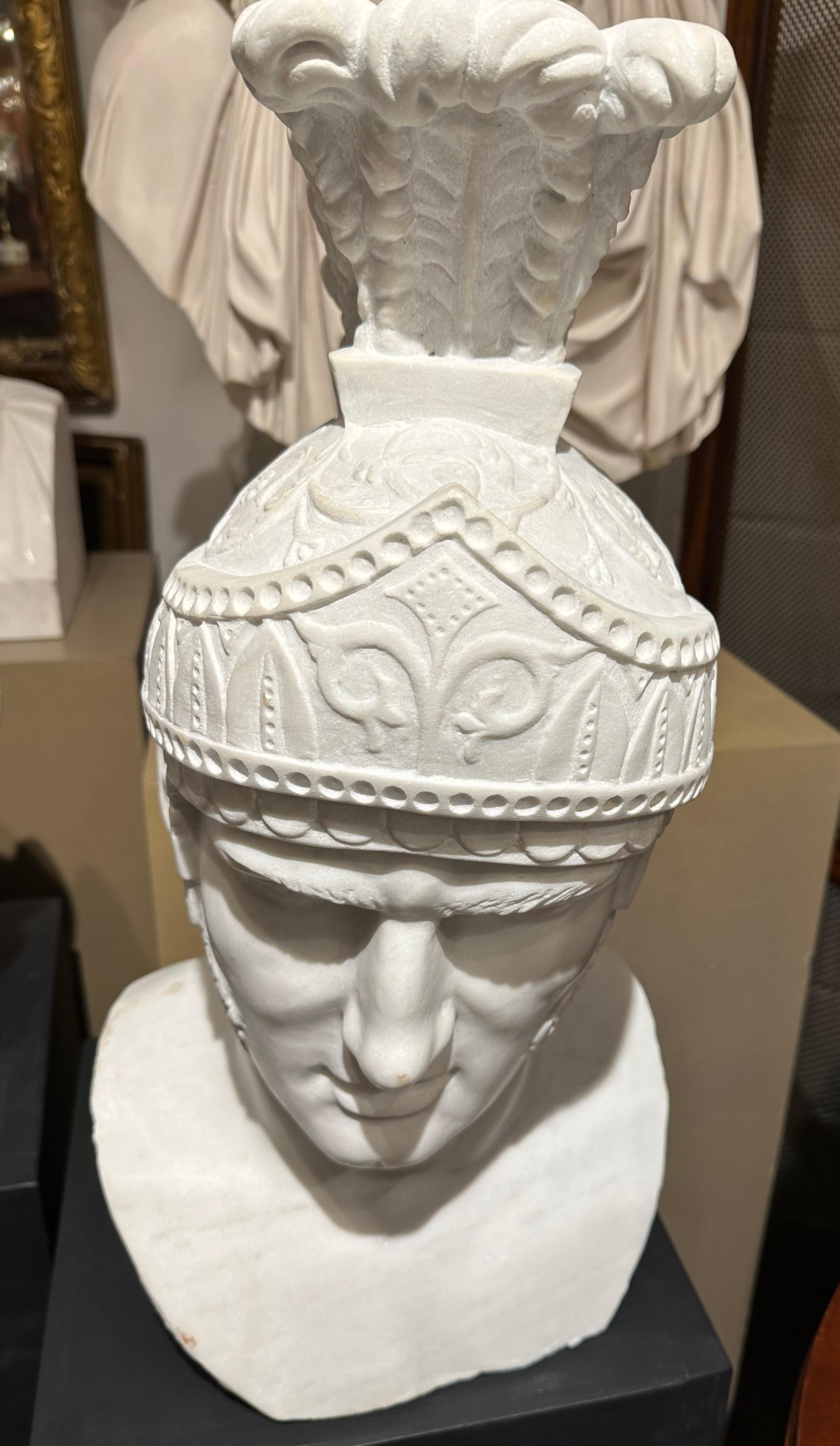 European Roman Bust With Helmet For Sale