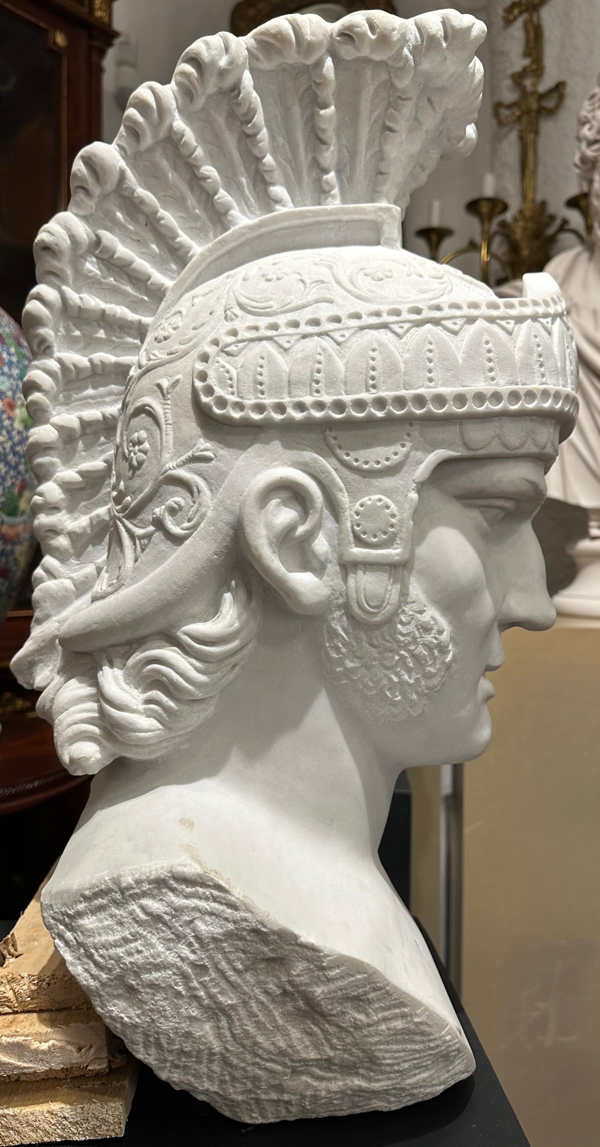 Marble Roman Bust With Helmet For Sale