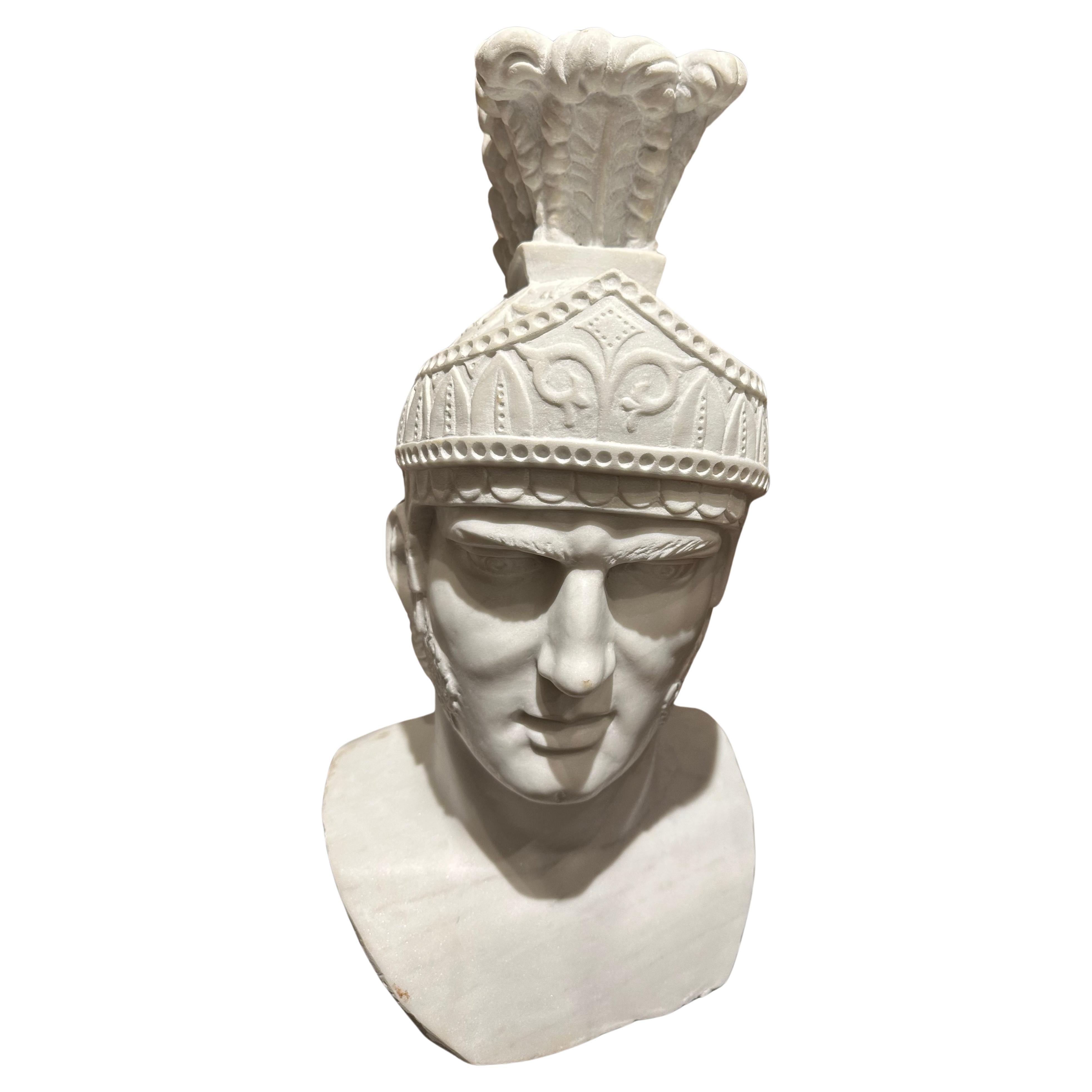 Roman Bust With Helmet For Sale