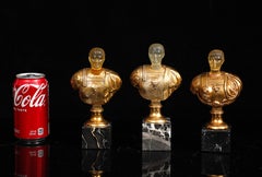 Roman Busts, Set of 3 Ormolu Mounted Models of Busts of Caesar on Marble Bases
