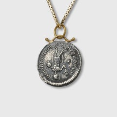 Roman Caesar Coin Replica Charm Pendant, 24kt Gold, Silver and 0.02ct Diamond
