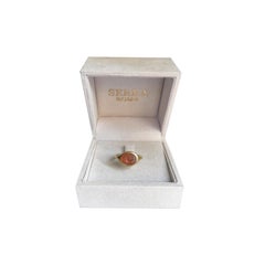 Bague en or 18 carats avec intaille en cornaline romaine représentant un capricorne et une étoile