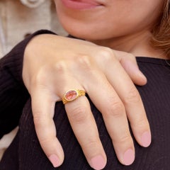 Roman Carnelian Intaglio 2nd Cent. AD 18 Kt Gold Ring Depicting Goddess Fortune