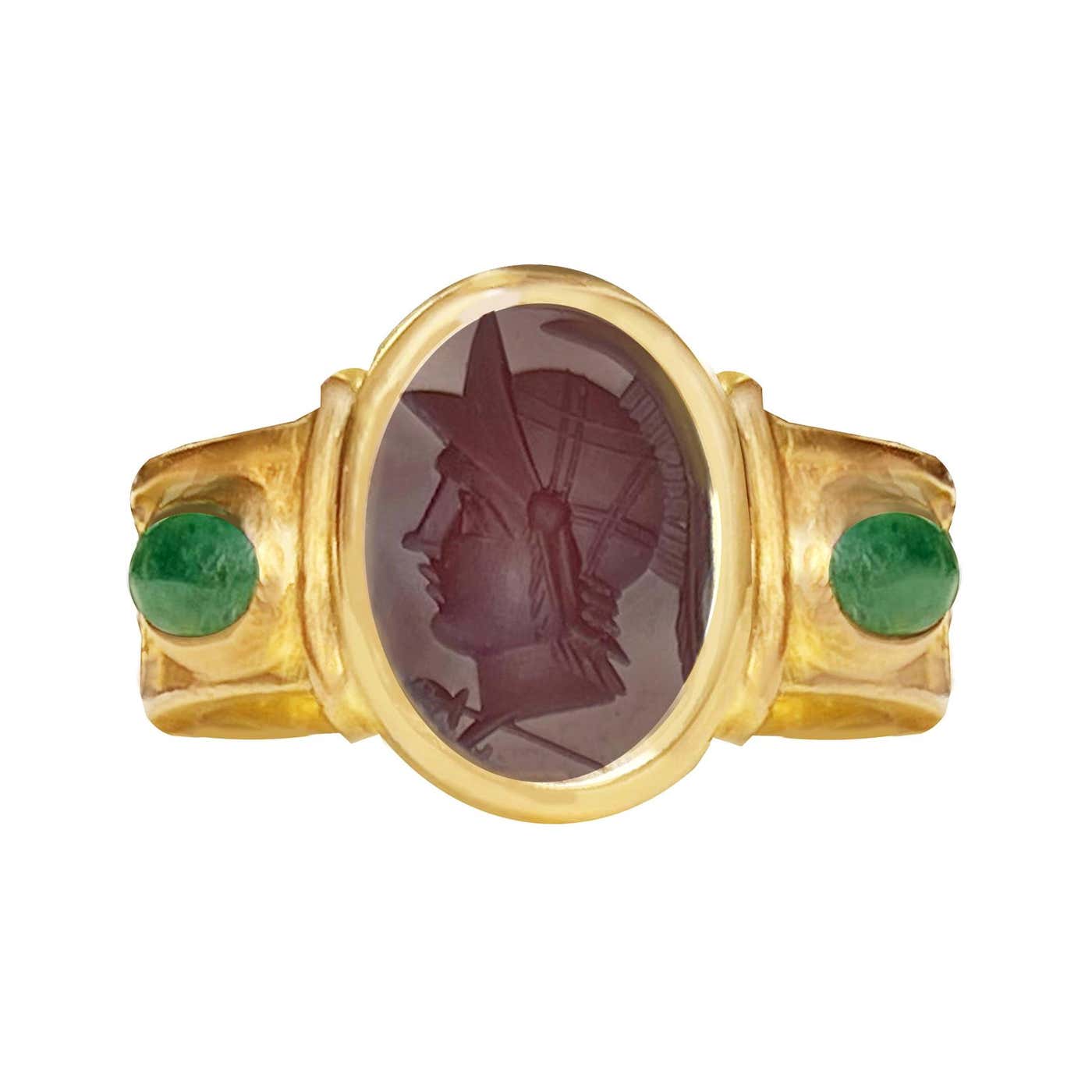 Roman Carnelian Intaglio 2nd Century AD 18 Kt Gold Ring depicting ...