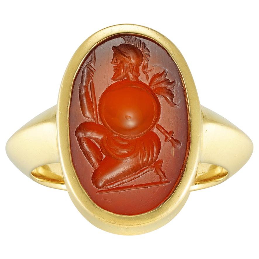 Roman Carnelian Intaglio and Yellow Gold Ring