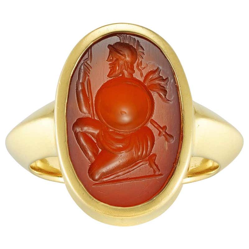 Museum Quality Roman Carnelian Gold Intaglio Ring at 1stDibs
