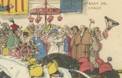 Roman Carnival Horse Race & Festive Corso - 1820 Etching