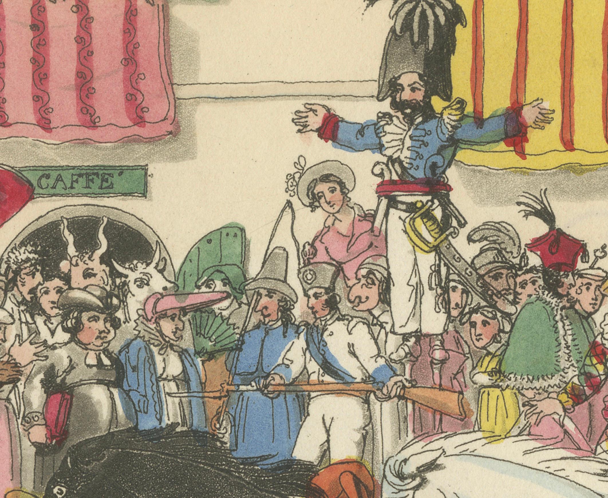 Début du XIXe siècle Carnaval romain Course de chevaux et Corso festif - Gravure de 1820 en vente