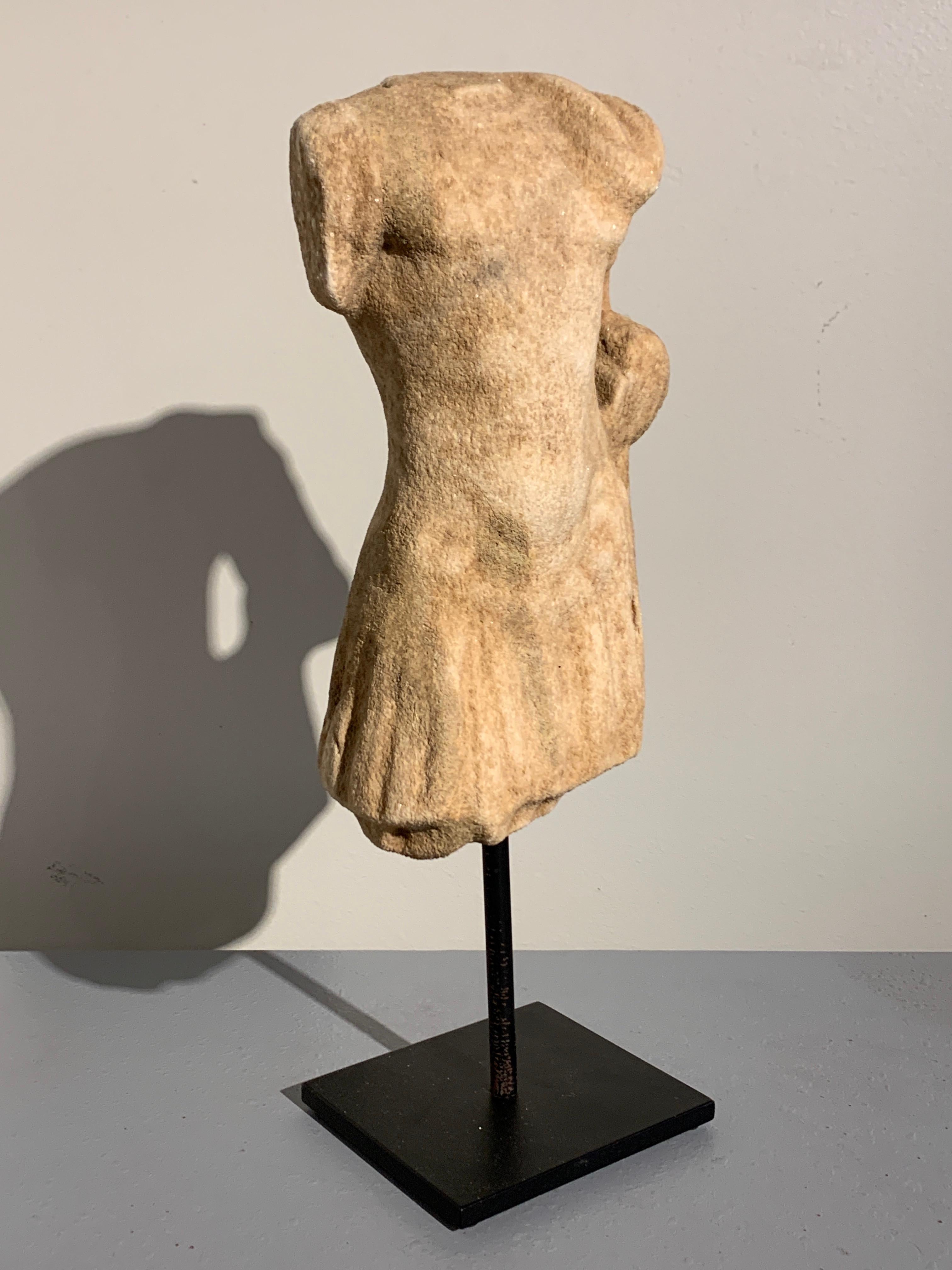 Classical Roman Roman Carved Marble Torso in Military Dress, circa 2nd-3rd Century For Sale