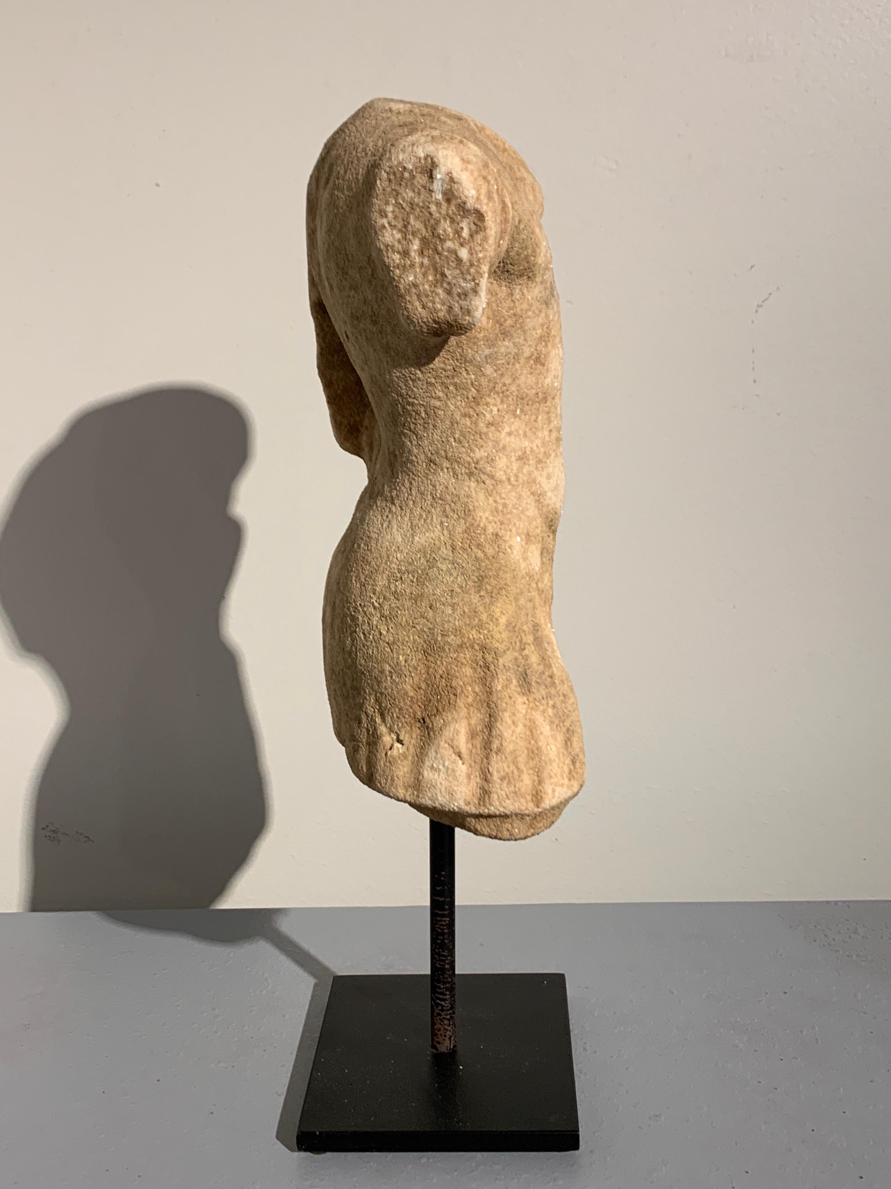 Italian Roman Carved Marble Torso in Military Dress, circa 2nd-3rd Century For Sale