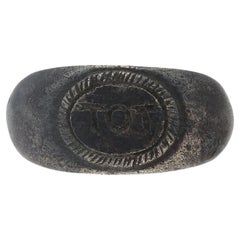 Antique Roman Celtic God Toutatis Amuletic silver ring, circa 2nd-4th Century AD.