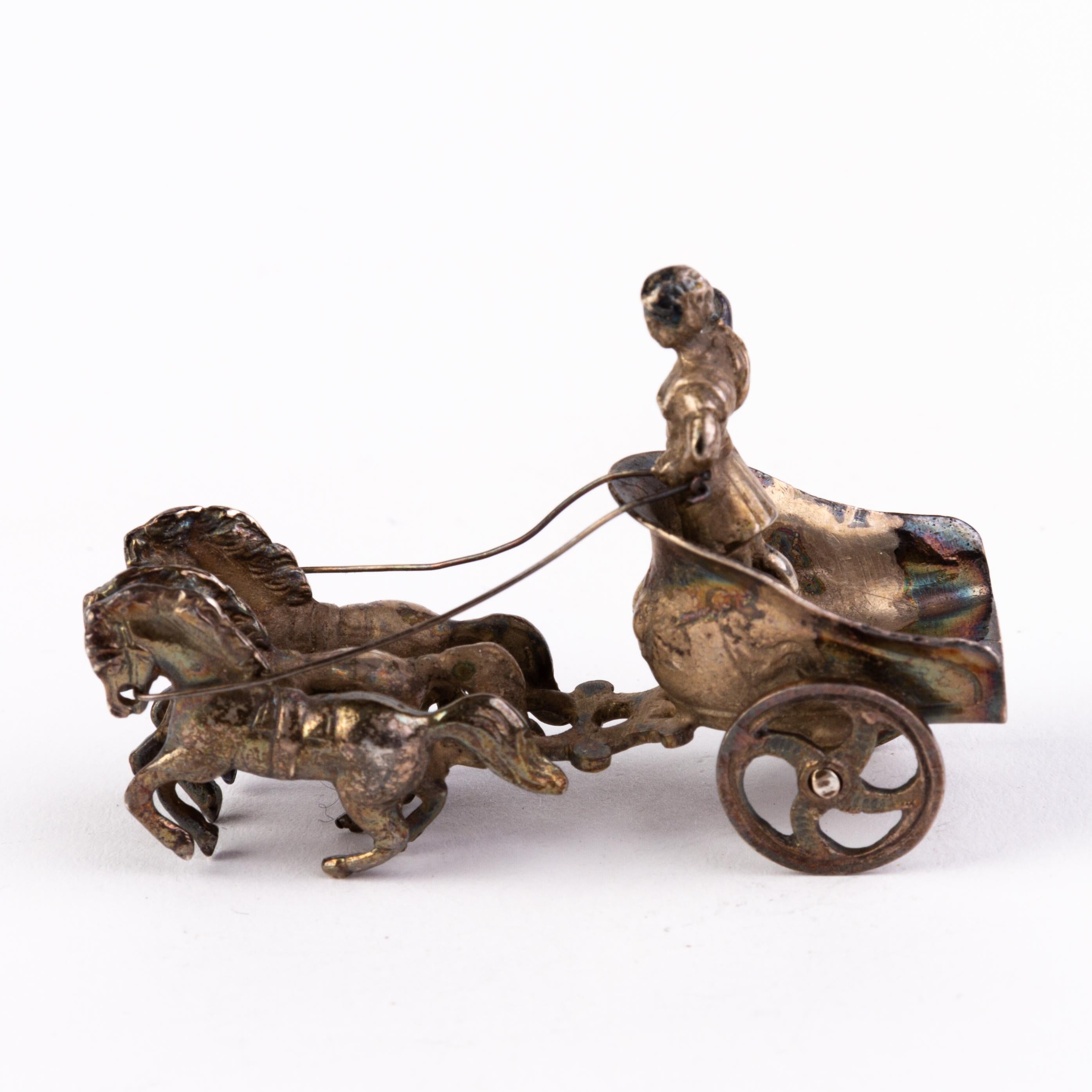 20th Century Roman Chariot 800 Silver Dutch Miniature