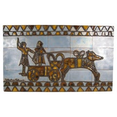 Roman Chariot Decorative Ceramic Panel by J. Garbero, Vallauris - 1Y131