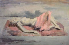 The Pink Robe, Roman Chatov, Nude, Figural, Mid-Century