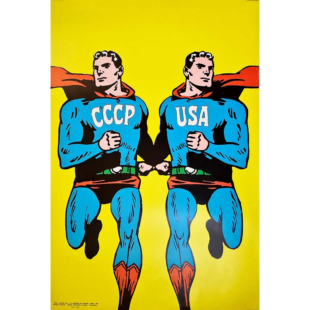 1968 Cartel original Superman CCCP - EE.UU. por Roman Cieslewicz en venta 1