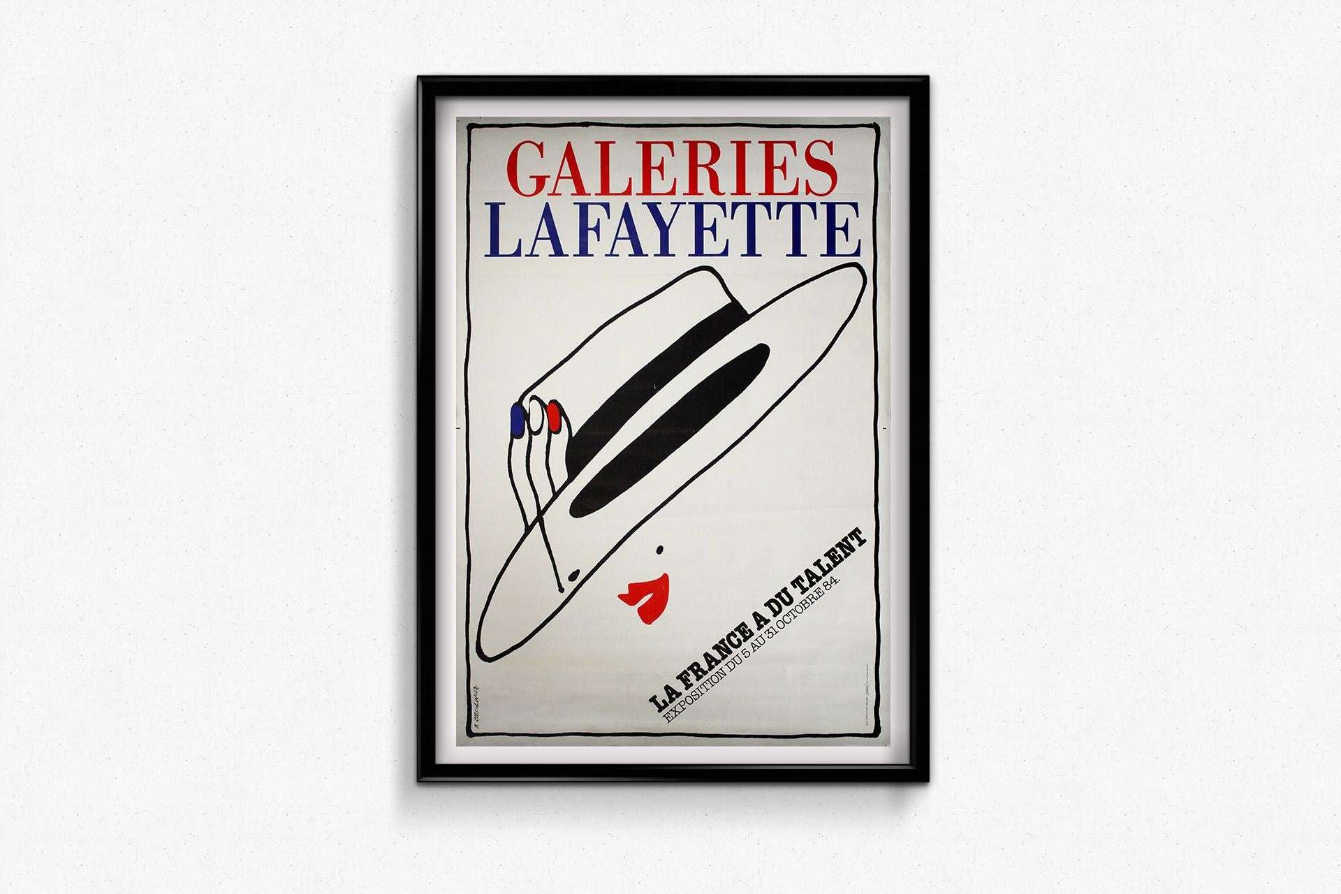 Created for the October 1984 exhibition “La France a du talent” at the iconic Galeries Lafayette in Paris, this original poster is the work of acclaimed Polish-born graphic designer Roman Cieslewicz. A master of visual impact and a key figure in