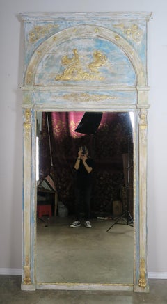 Roman Classical Style Painted Mirror with Chariot and Horses