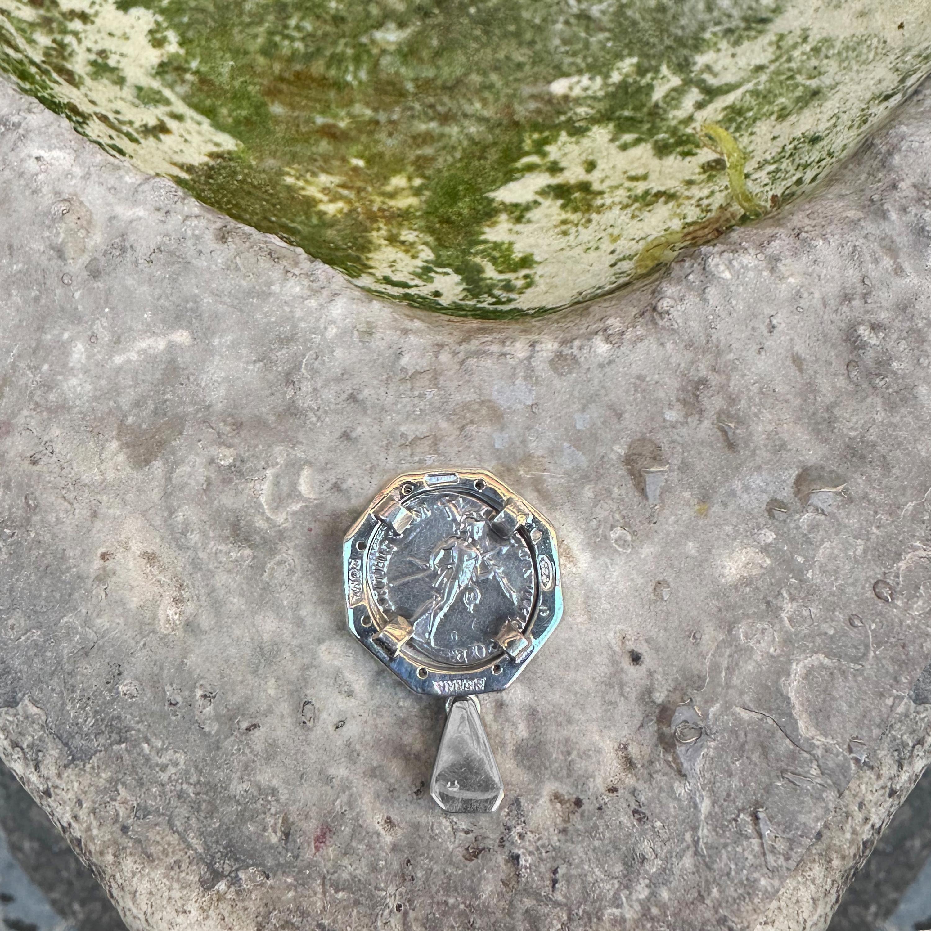 Roman Coin 2nd Cent. AD Pendant w/black diamonds depicting Emperor Trajan For Sale 1