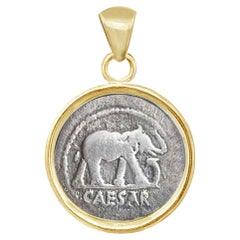Roman Coin '49 BC' Gold Pendant Depicting an Elephant 'Minted by Julius Caesar'