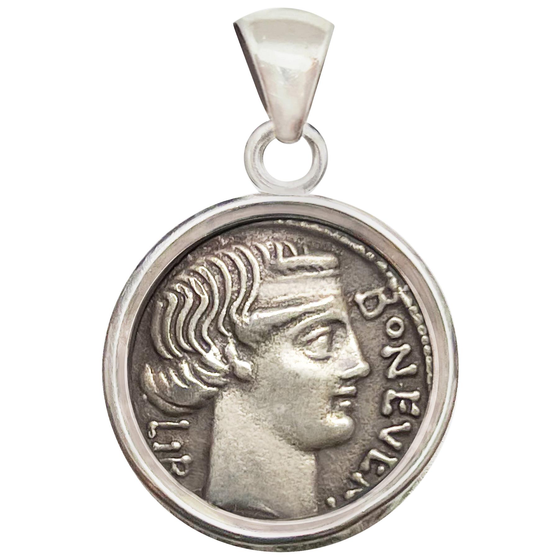 Roman Coin '62 BC' Pendant Depicting a "Bonus Eventus", God of "Good Fortune"