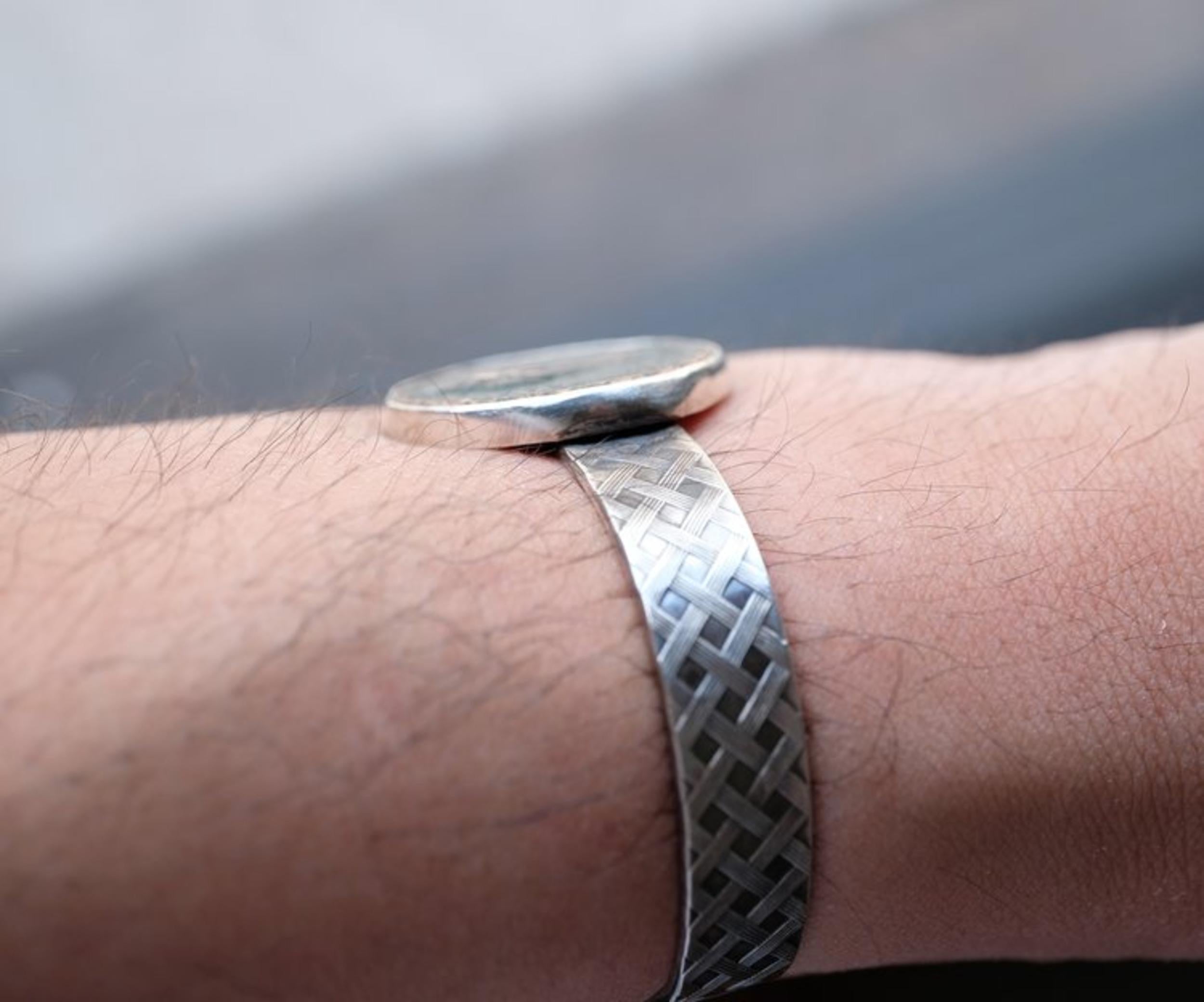 Romano classico Bracciale con monete romane - Imperatore Domiziano - in argento sterling in vendita