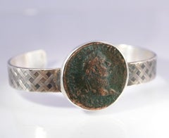 Antique Roman Coin Bracelet - Emperor Domitian - set in sterling silver