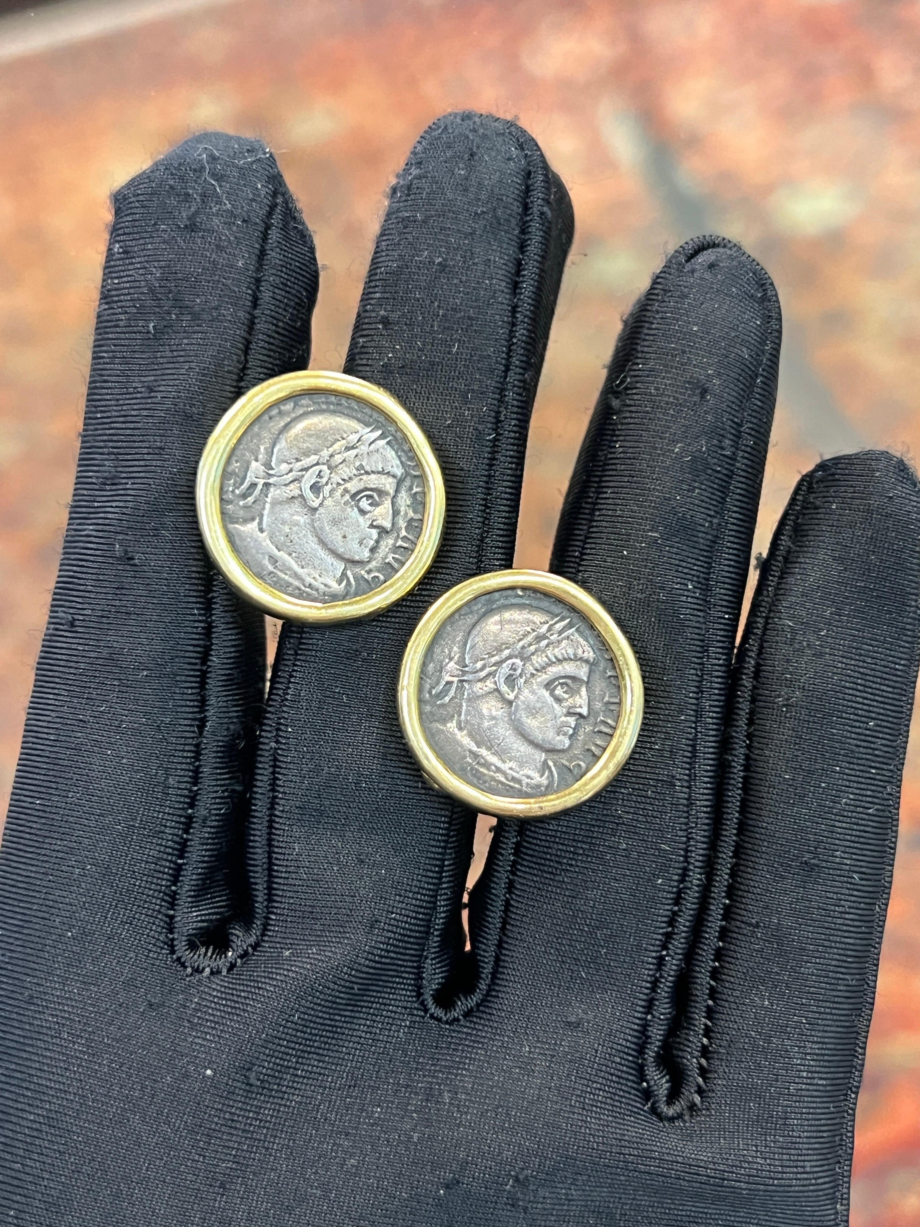 Roman Coin Earrings In Excellent Condition For Sale In New York, NY