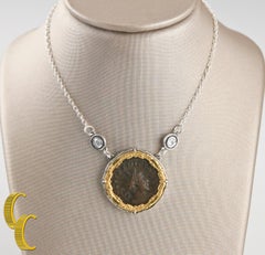 Roman Coin in 2-Tone Silver Bezel Pendant Necklace