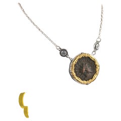 Roman Coin in 2-Tone Silver Bezel Pendant Necklace