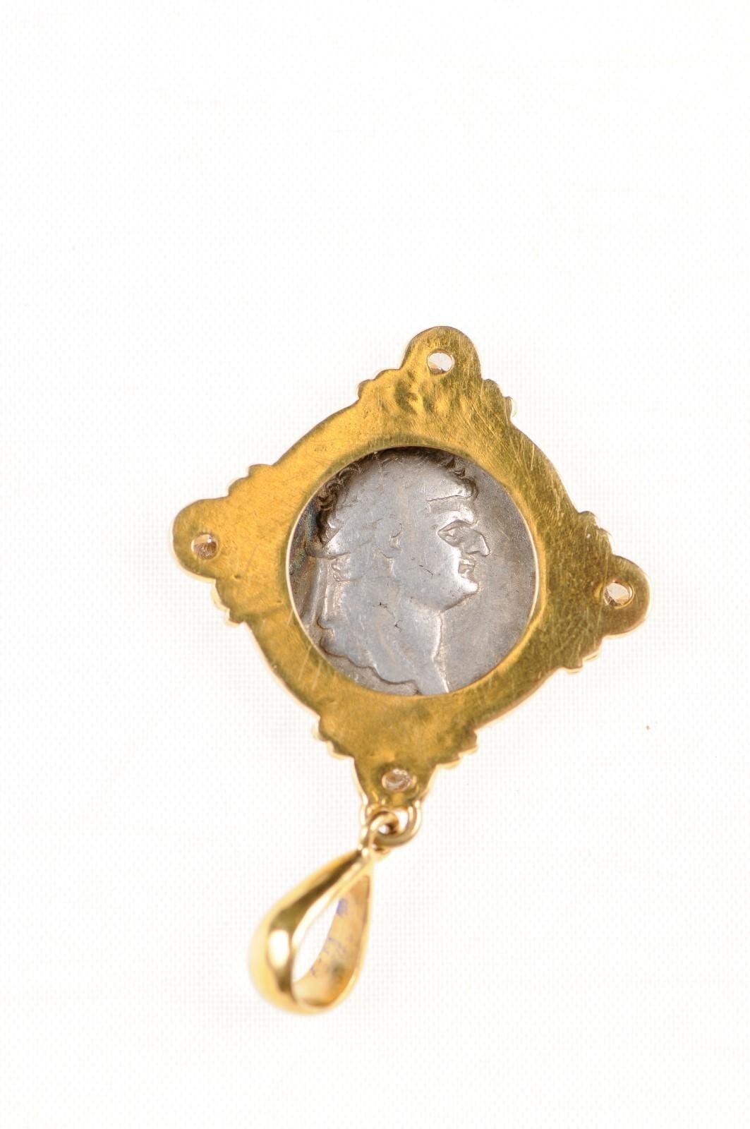 Roman Coin in 22k Pendant w/Diamonds (pendant only) For Sale 6