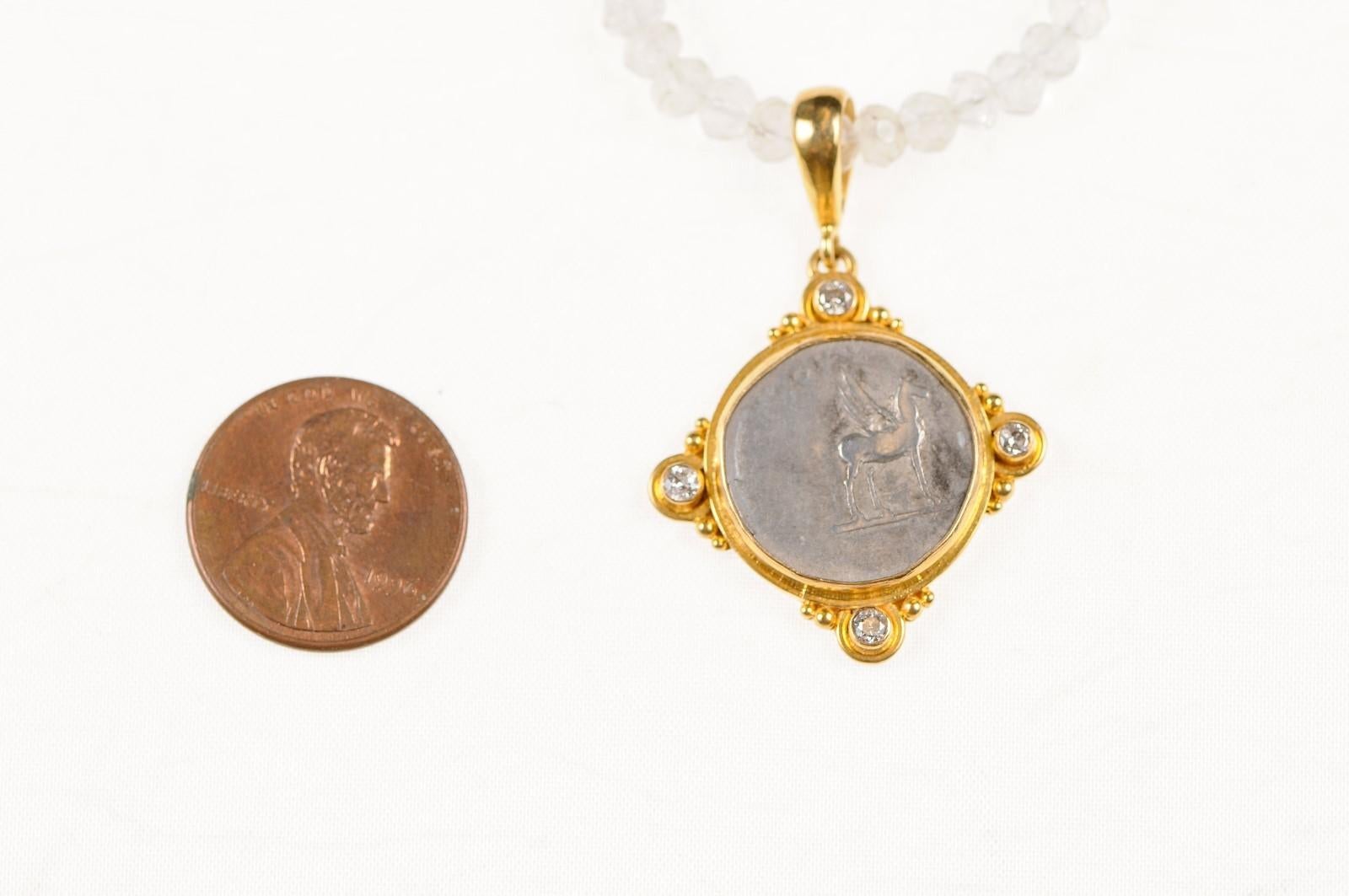 Roman Coin in 22k Pendant w/Diamonds (pendant only) For Sale 1