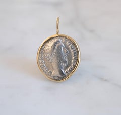 Roman Coin Pendant: Marcus Aurelius and Eagle - set in gold