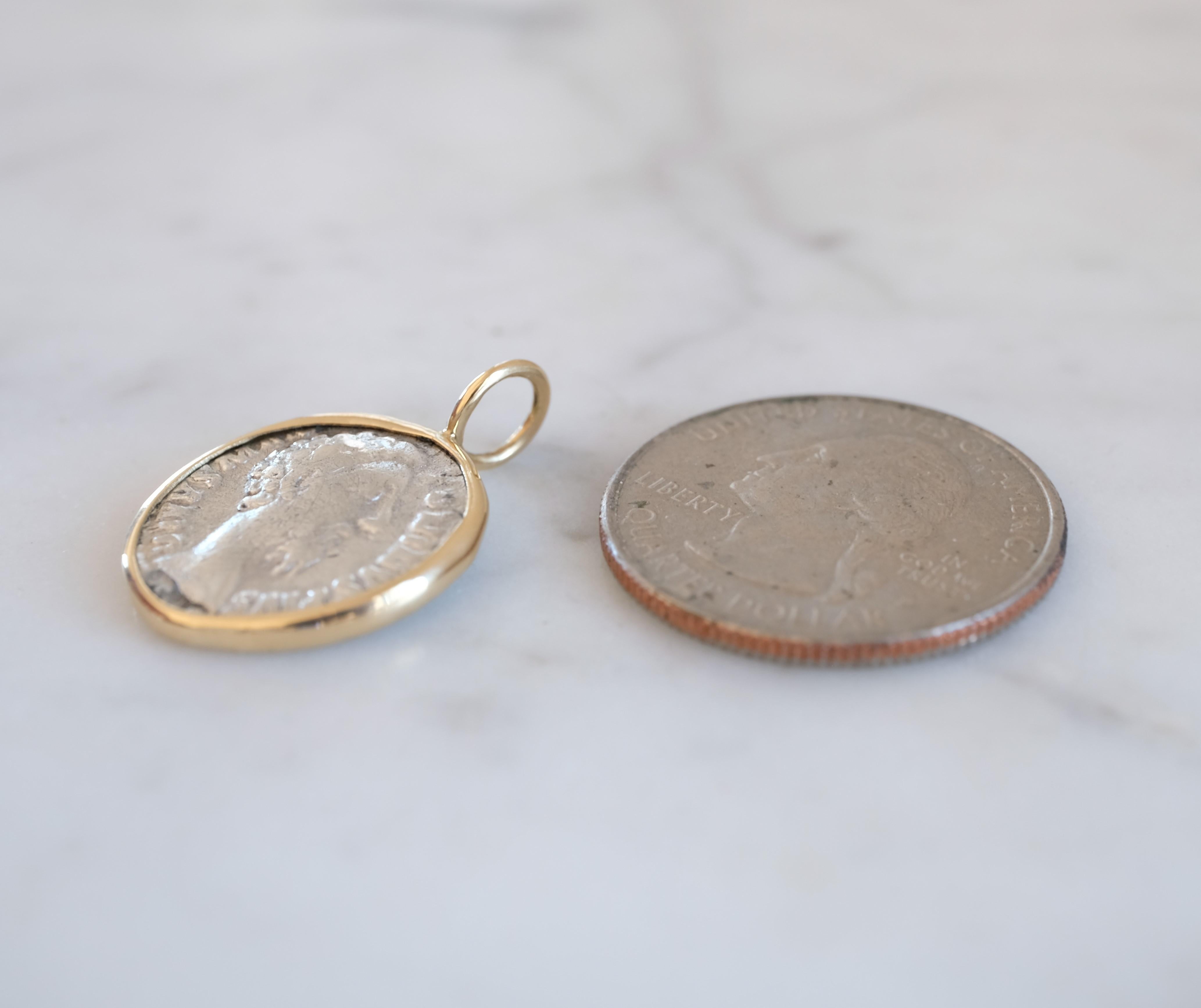 Women's or Men's Roman Coin Pendant: Marcus Aurelius and Eagle - set in gold