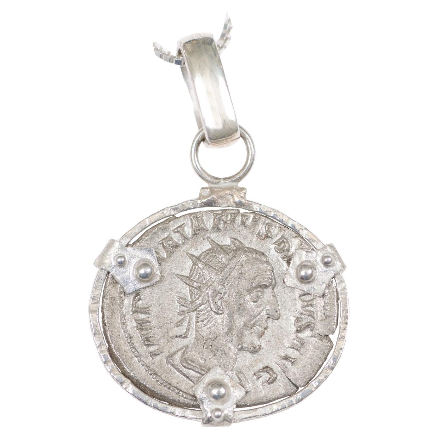 Roman Coin Pendant w/ Silver Trim 
Bail